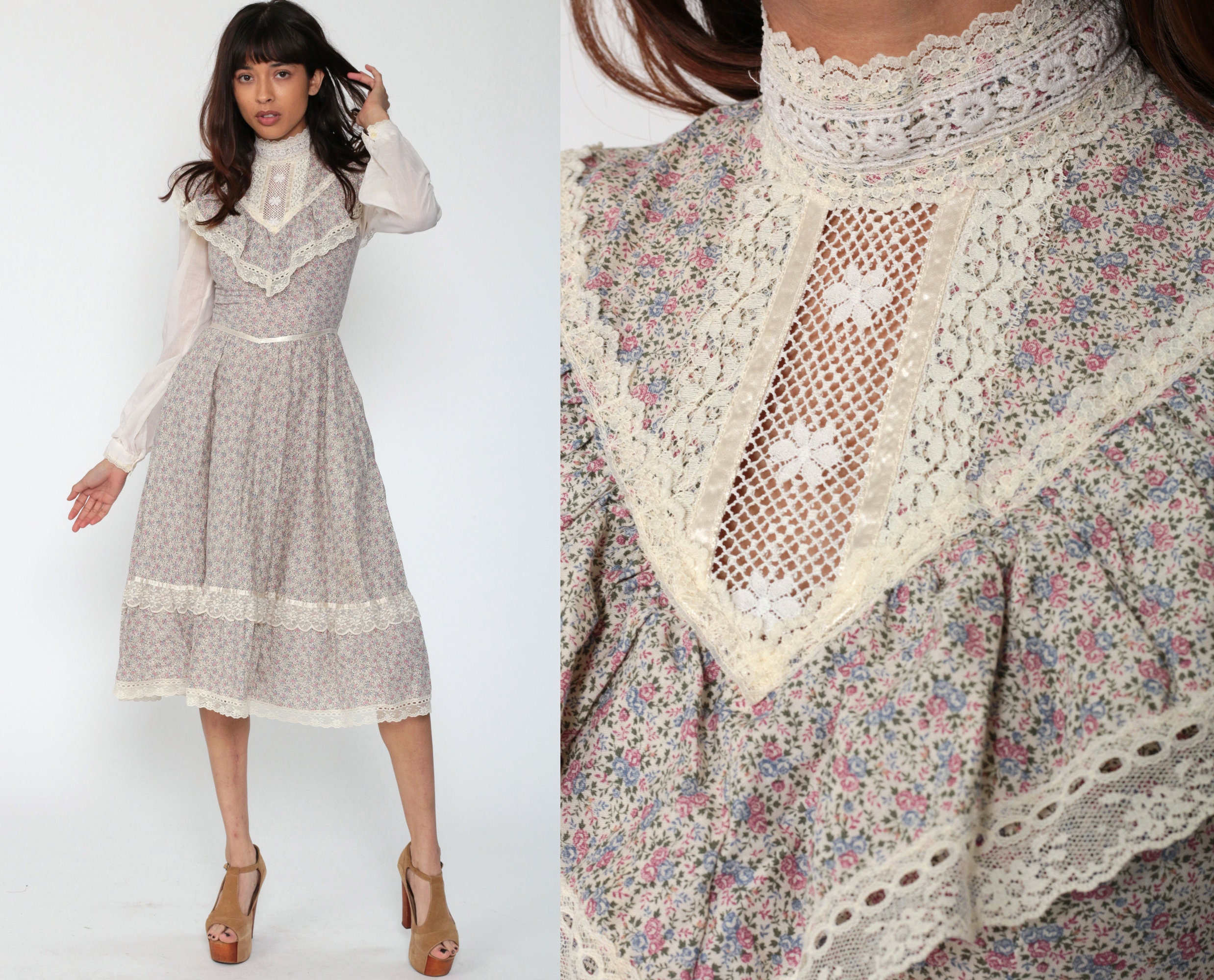 70s Gunne Sax Dress Midi PRAIRIE Floral 