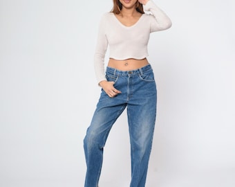 90s OshKosh Jeans Straight Leg Jeans High Rise Denim Pants Blue Jeans Relaxed Jeans Retro Faded Worn In Vintage Osh Kosh Men's Medium