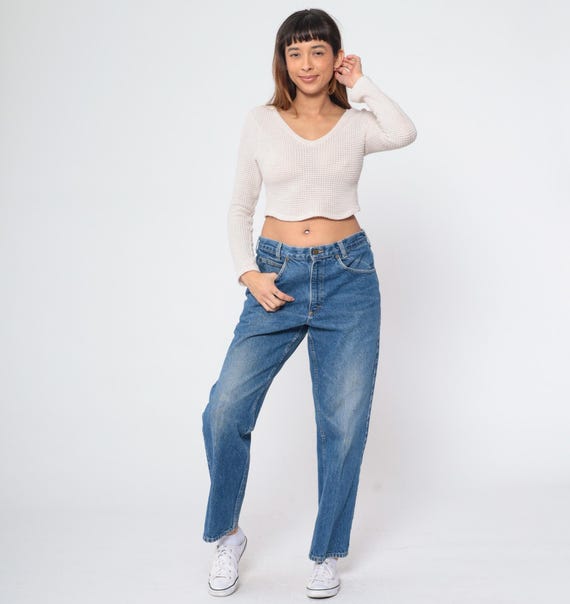 90s OshKosh Jeans Straight Leg Jeans High Rise Denim Pants Blue Jeans Relaxed Jeans Retro Faded Worn In Vintage Osh Kosh Men's Medium