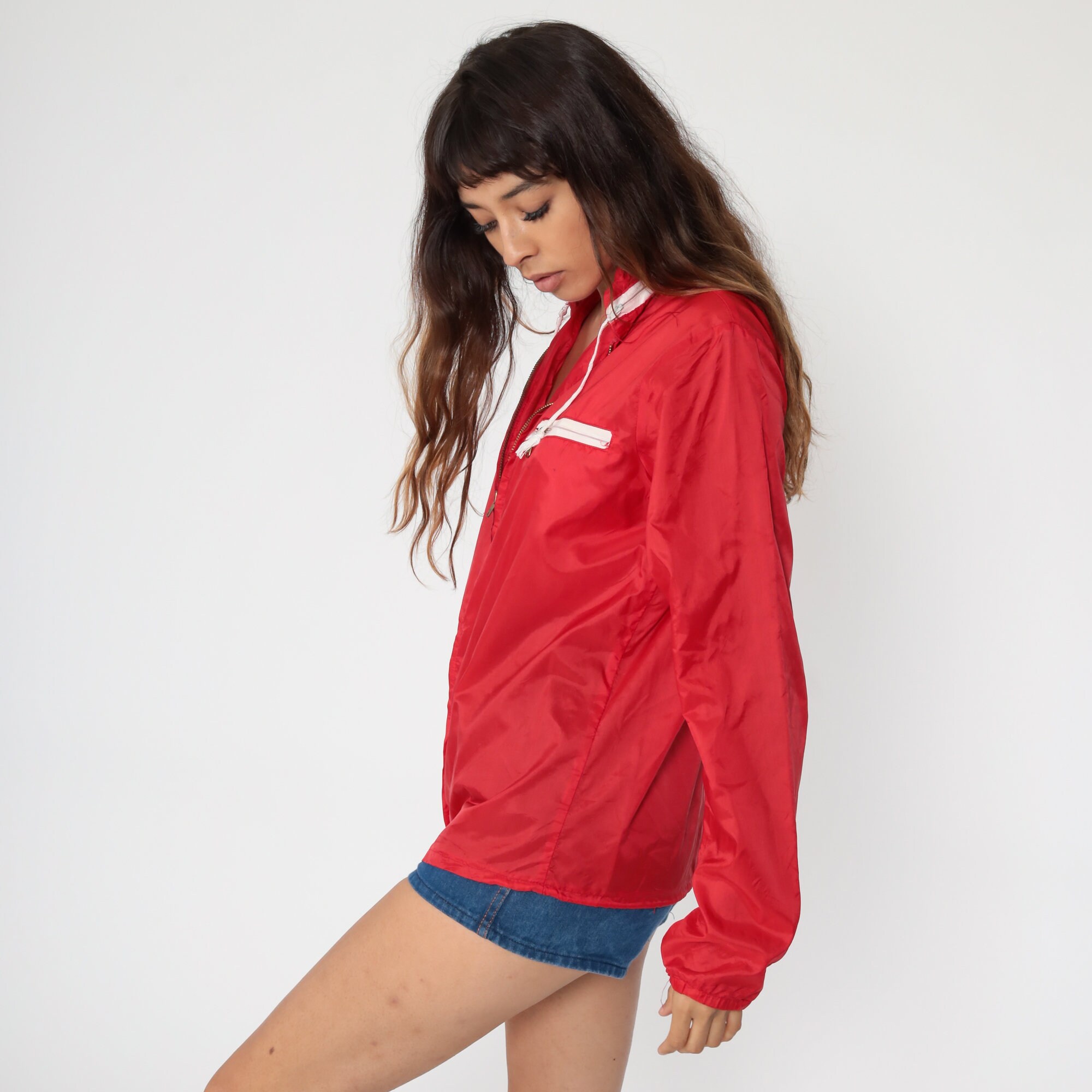 windbreaker with hidden hood