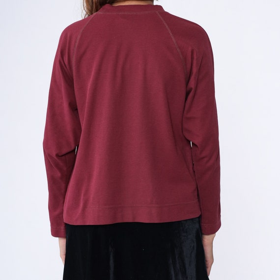 Burgundy Raglan Tee 90s Long Sleeve T Shirt Retro… - image 5