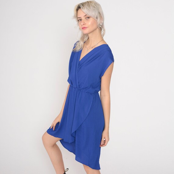 Blue Party Dress 90s Mini Dress Sleeveless Faux W… - image 4