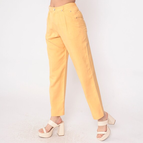 Light Orange Silk Pants 80s Pleated Trousers High… - image 4