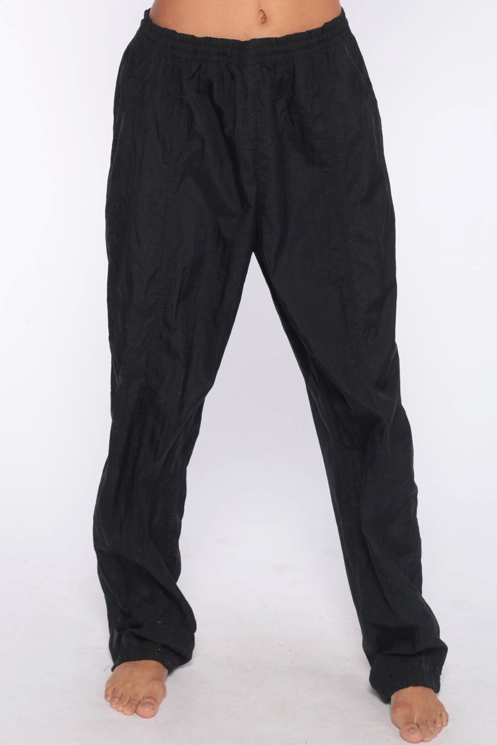 Reebok Track Pants 90s Jogging Black Track Suit Streetwear Nylon Athletic Sports Vintage Gym