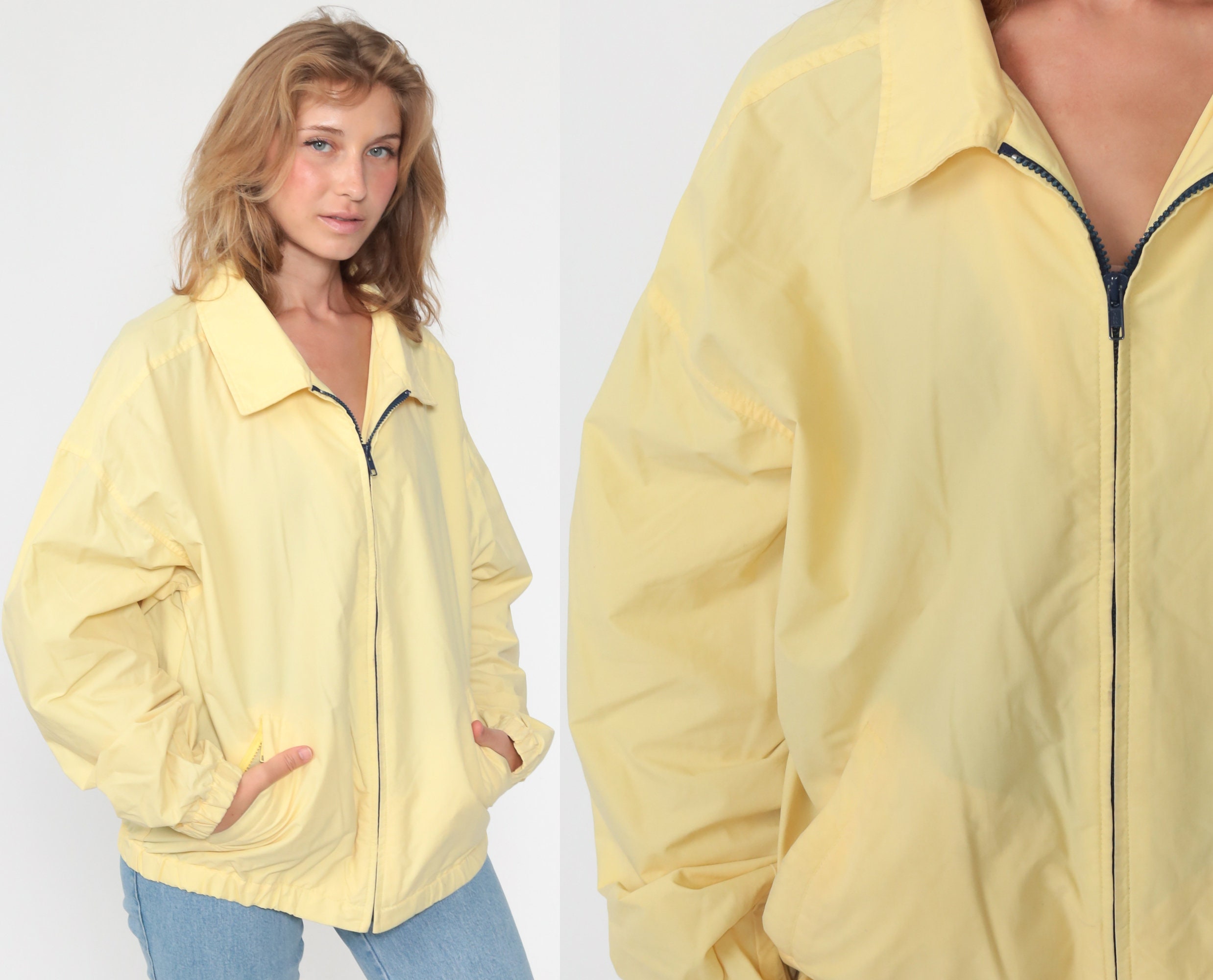 Yellow Windbreaker Jacket Zip Up Jacket 