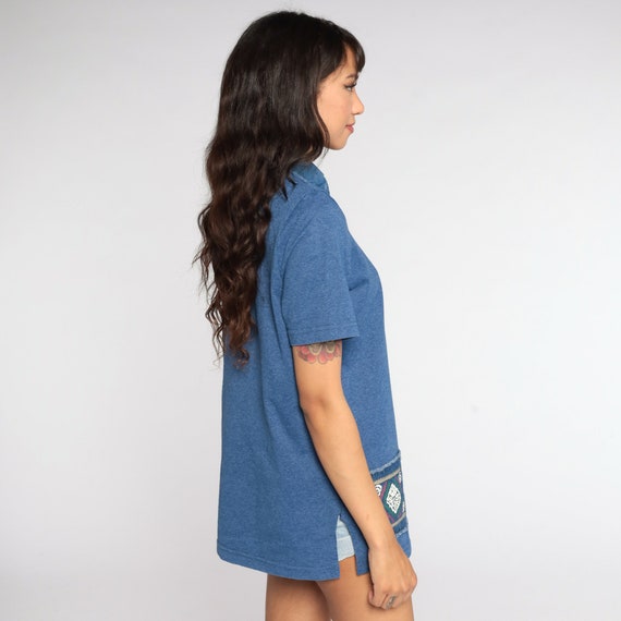 Geometric Shirt 90s Blue Polo Shirt Graphic Top S… - image 4