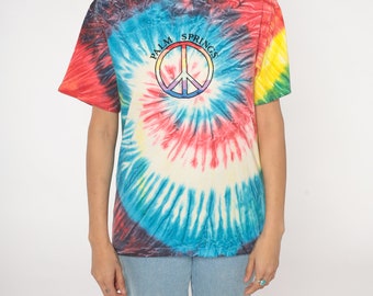 00s L.G.B Born Tie Dye T-shirt y2k tシャツ Palm Springs Shirt Y2K Tie Dye T-shirt Embroidered Peace