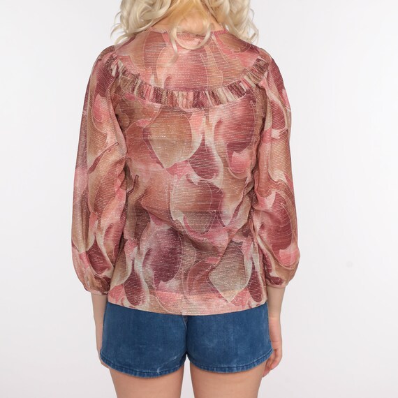 70s Metallic Shirt Pink Abstract Print Blouse Asc… - image 7
