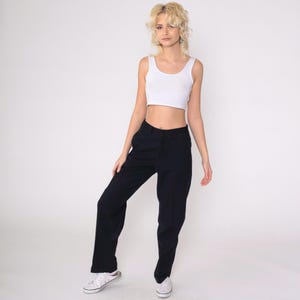Black Wool Trousers Straight Leg Pants 80s Trousers High Waisted Dark Academia Professional Work Pants 1980s Vintage Slacks Small
