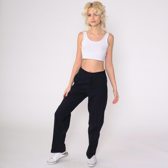 Black Wool Trousers Straight Leg Pants 80s Trousers High Waisted Dark Academia Professional Work Pants 1980s Vintage Slacks Small