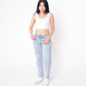 Ripped Levis Jeans 80s Acid Wash Distressed Jeans Slim Straight Leg Jeans 90s Mom Jeans Denim Pants Mid Rise Waist 1980s Small image 2