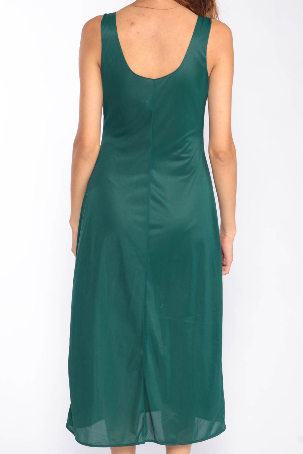 Slip Dress 80s Midi Dress Tank Dress Green Grunge Sleeveless Vintage 1980s Bohemian Retro Sheath Retro Plain Extra Large xl