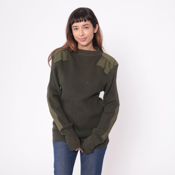 Wool Army Sweater Y2K Military Sweater Olive Drab… - image 4