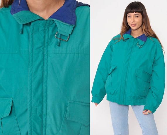 Teal Green Puffer Jacket 90s London Fog Ski Jacket Goose Down