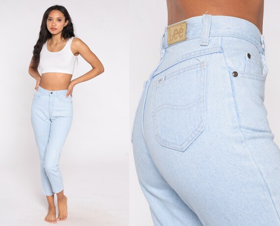 Skinny Lee Jeans 80s Jeans Light Blue High Waist … - image 1