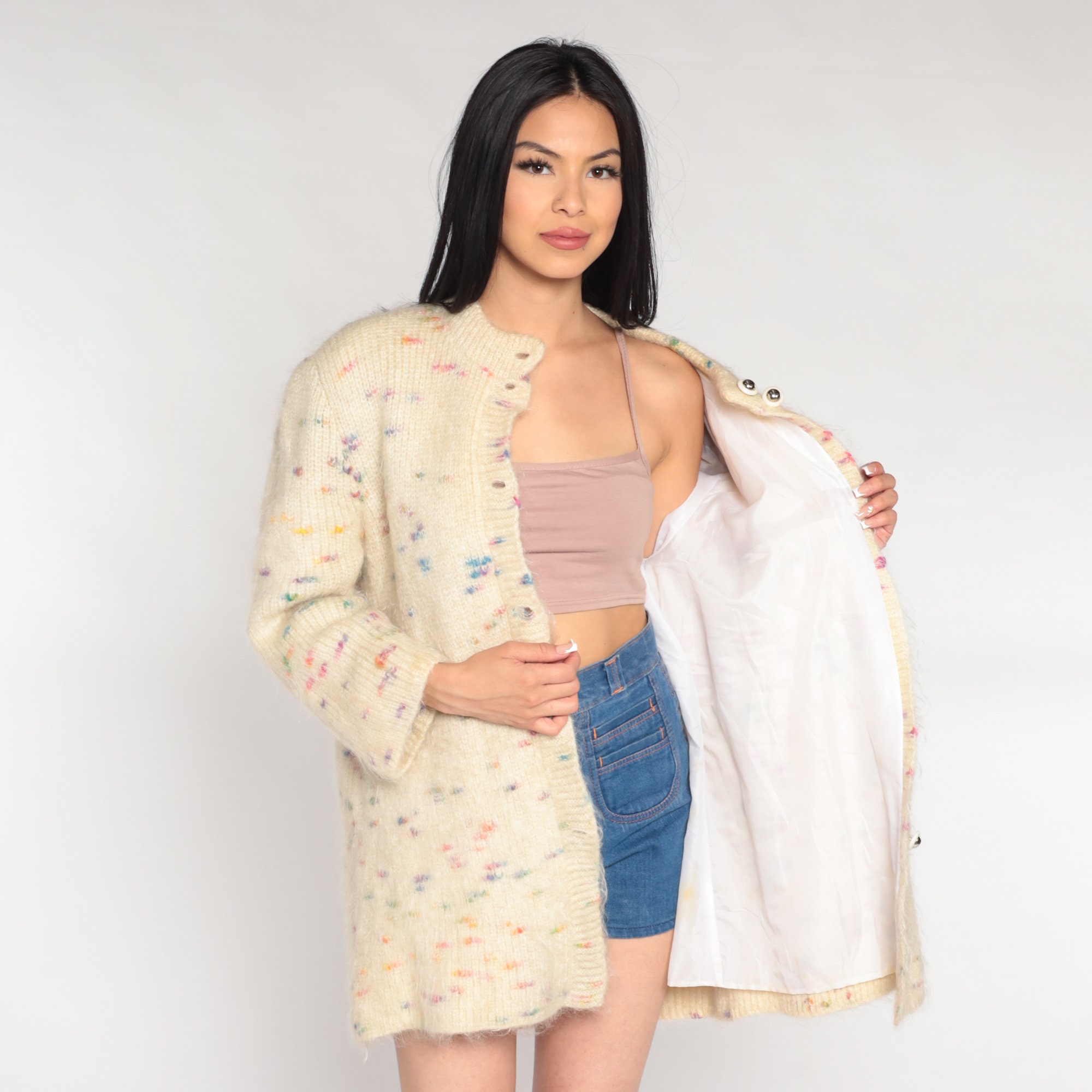 Mohair sweater jacket 80s cardigan sweater Clearance