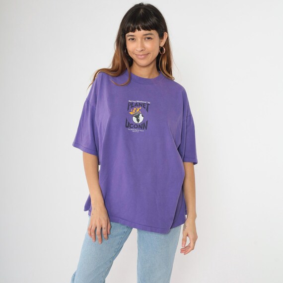 Vintage 1995 UConn T-Shirt Spring Weekend Planet UConn Graphic T-Shirt Purple Hanes Beefy-T University Of Connecticut Tshirt XXL 2xl