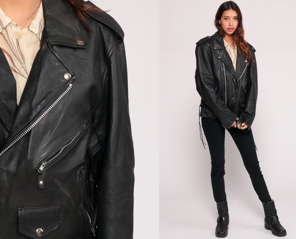 80s Biker Jacket - Etsy