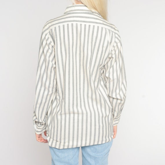 90s GUESS Shirt Grey Striped Shirt White Button U… - image 7