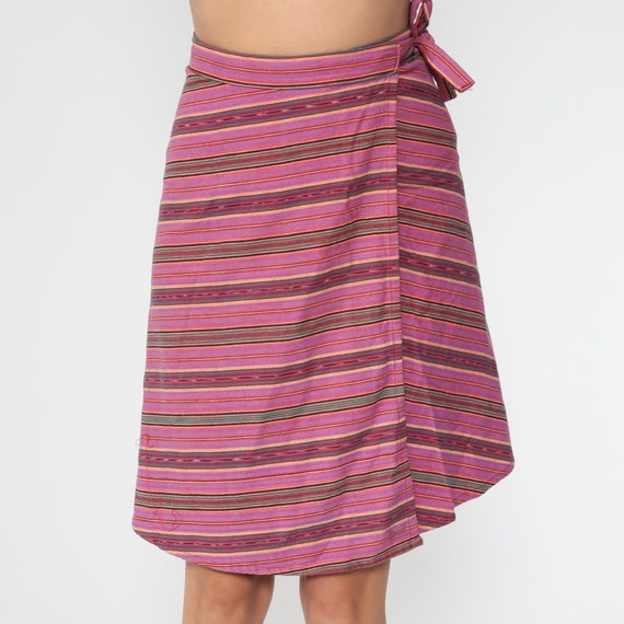 Purple WRAP Skirt Boho Cotton Striped 90s Mini Pr… - image 6