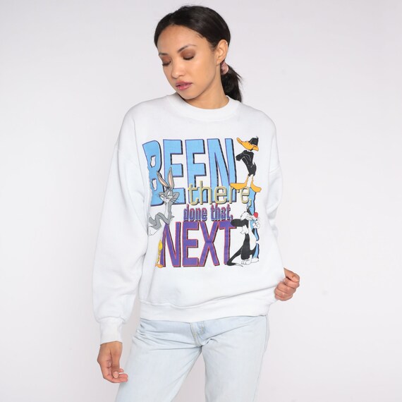 Looney Tunes Sweatshirt 90s Been There Done That Shirt Tweety Bird Sylvester Cat Bugs Bunny Daffy Duck Cartoon Graphic Vintage 1990s Large L