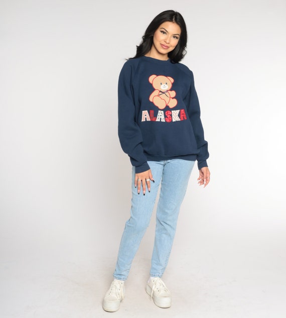 Alaska Sweatshirt 90s Patchwork Teddy Bear Sweate… - image 3