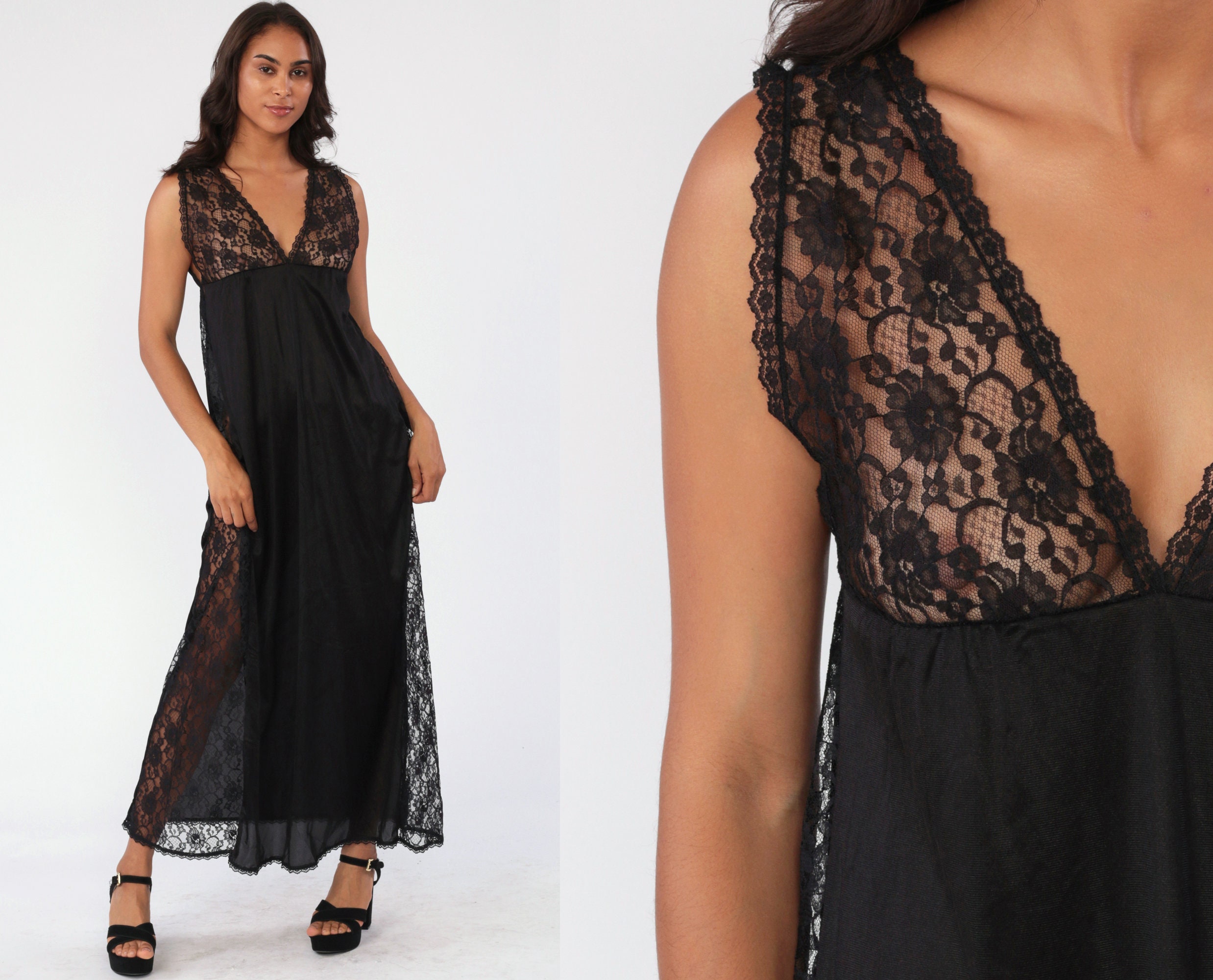 black vintage slip dress