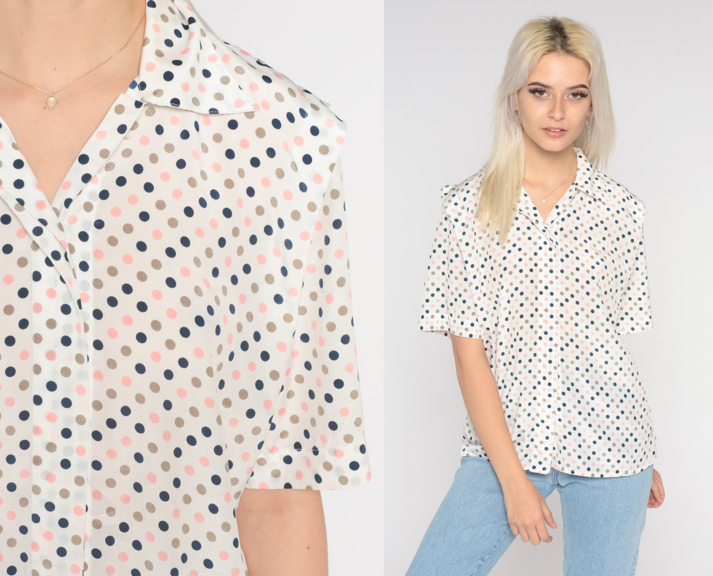 ShopExile Polka Dot Short Sleeve Top