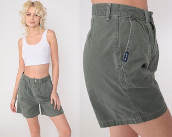 Olive Pleated Shorts 90s Wrangler Mom Shorts Green High Waisted Retro Trouser Shorts Baggy 1990s Vintage High Waist Women's Small 6