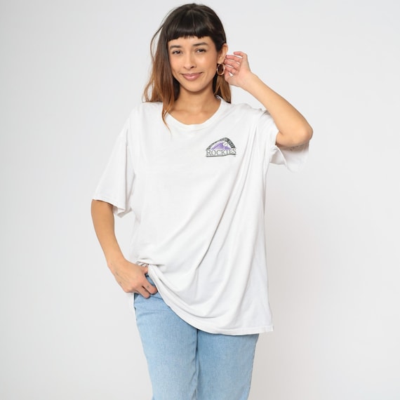Vintage Colorado Rockies T Shirt Y2K MLB TShirt Graphic Tee Retro White Baseball Tee 00s Sportswear Delta Extra Large xl