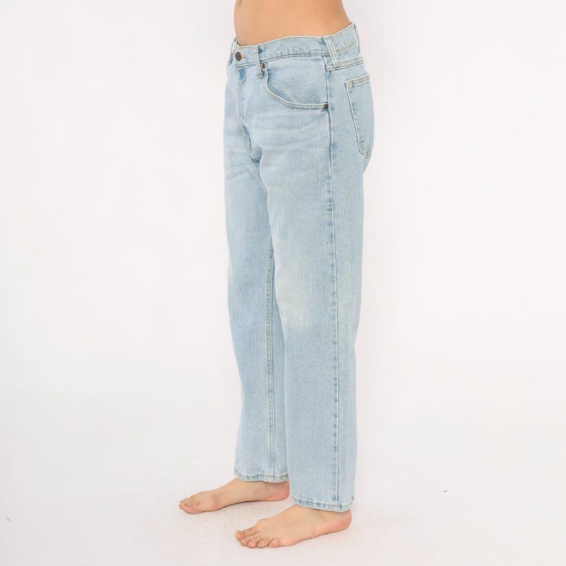 Wrangler Straight Leg Jeans 2000s Light Wash Denim Blue Relaxed Fit Cotton Dad Style Mid Rise Faded Casual Everyday Pants Trousers 34 x 29 image 9