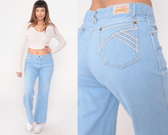 Vintage Brittania Flare Jeans 80s High Waisted Flared Denim Pants Hippie Boho Hipster Bootcut 1980s Women's Size Medium 34