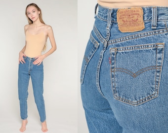 90s Levis Jeans Tapered Mom Jeans High Waisted Rise Levi Jeans Denim Pants Button Fly USA Made Retro Slim Vintage 1990s Extra Small xs 25