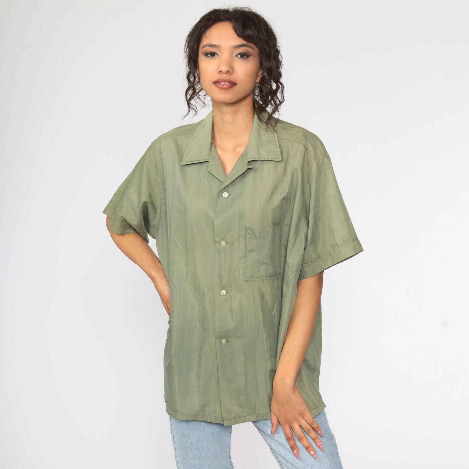 olive button shirt