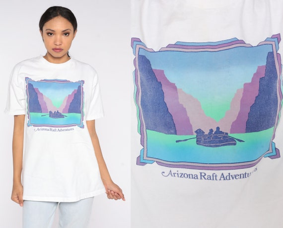 Arizona Rafting Shirt 90s River Raft Adventures T-Shirt Flagstaff Canyon Colorado River AZ Graphic Tee Travel Vintage 1990s White Large xl