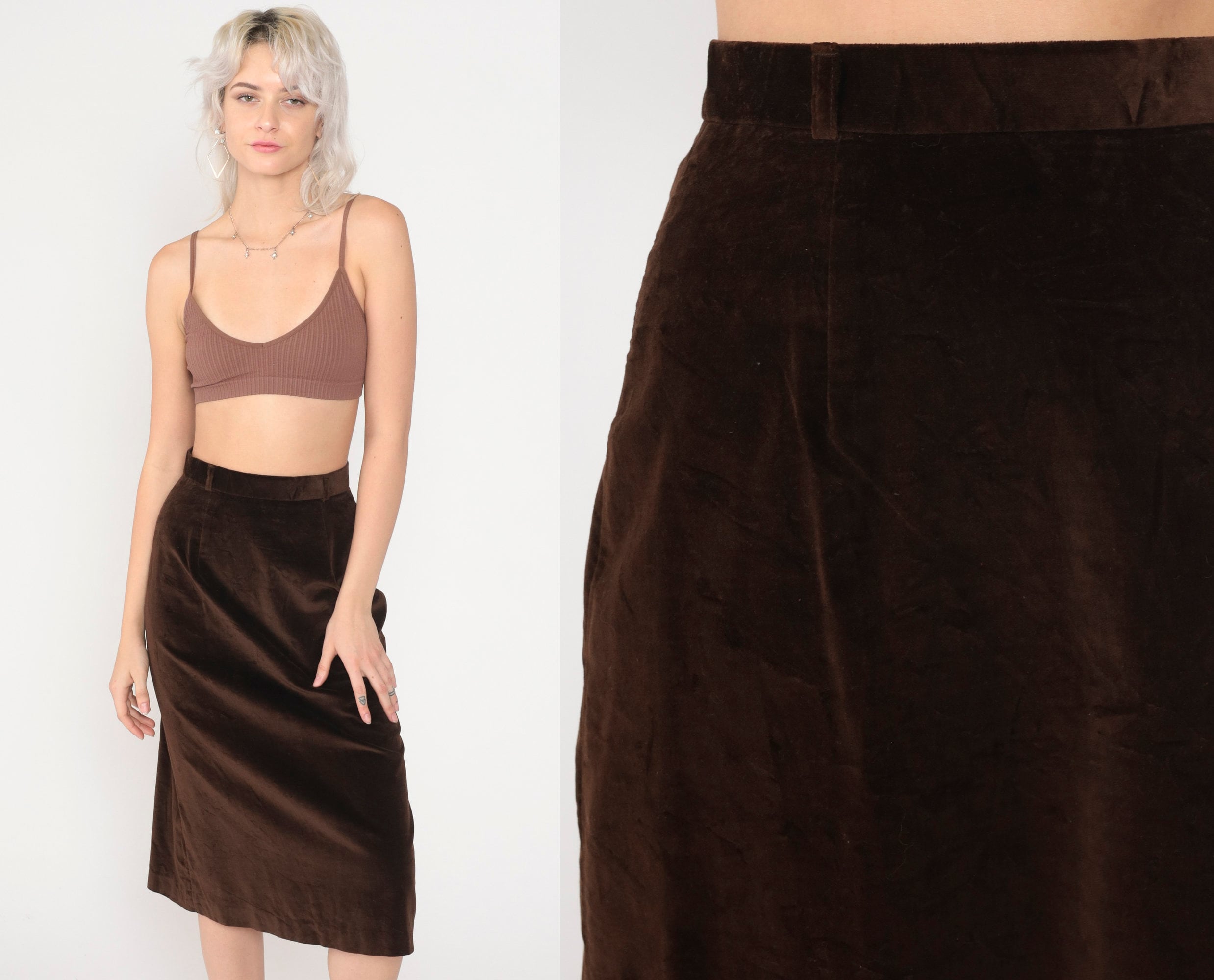 Brown Velvet Skirt Etsy