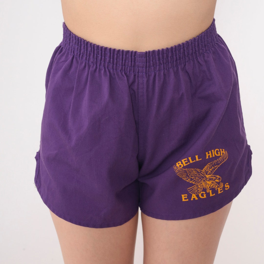 Purple Gym Shorts 90s Bell High School Running Shorts Eagle