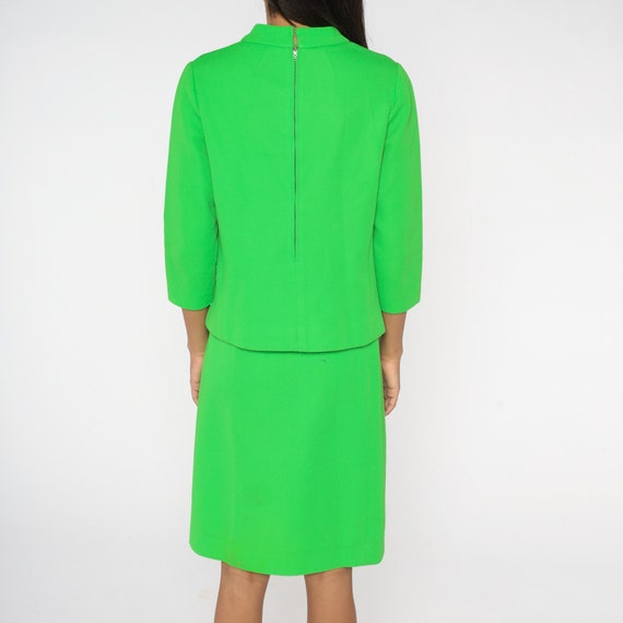 60s Two Piece Dress Suit Neon Lime Green Mod Outf… - image 8