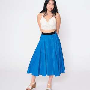 60s Circle Skirt Blue Midi Skirt Full Tutu Crinoline Underskirt Pleated Retro Sixties Retro Grease Rockabilly Shiny Vintage 1960s 2xs xxs
