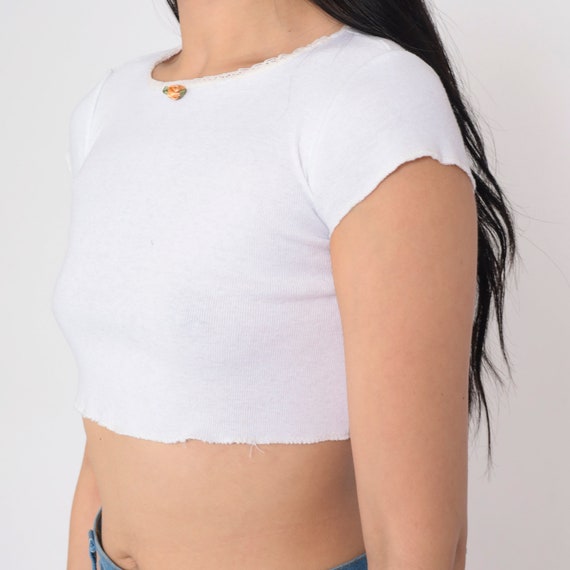 White Crop Top 90s All That Jazz Baby Tee Rosette… - image 5