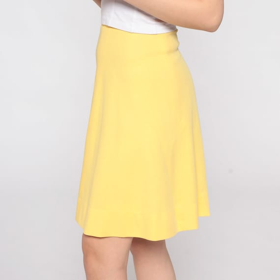 70s Mini Skirt Yellow Skirt High Waisted 70s Mod Skirt Aline Plain Preppy Retro 1970s Vintage Flared Extra Small xs
