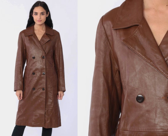 Faux Leather Jacket 70s Bohemian Brown Vegan Trench Faux Leather Jacket 70s Bohemian Brown
