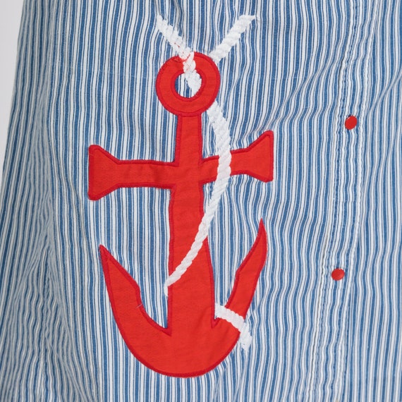 70s Nautical Dress Anchor Sundress Mini Boho Sun … - image 5