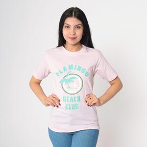 80s Pink Flamingo Shirt Flamingo Beach Club Shirt Bird Tee Baby Pink Single Stitch Tshirt Graphic Print Vintage Retro T Shirt Extra Small xs