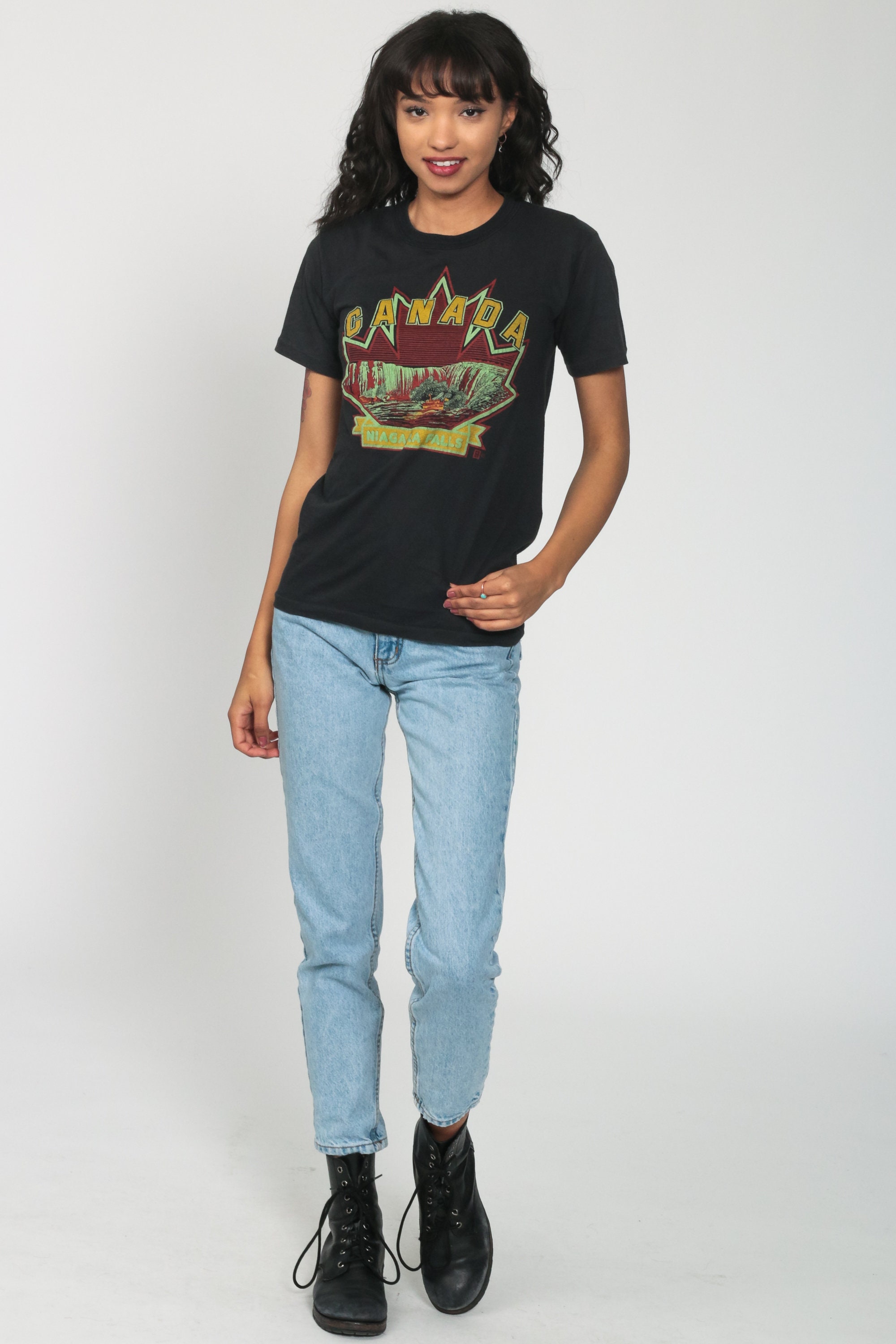 Niagara Falls Shirt Neon Canada Tshirt Graphic Retro TShirt Vintage Single Stitch T Shirt 80s