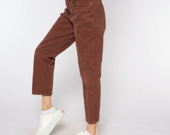 Brown Mom Jeans Colored Jeans 90s Jeans Color High Waist Jeans Tapered Pants 1990s Denim Pants Vintage Medium 29