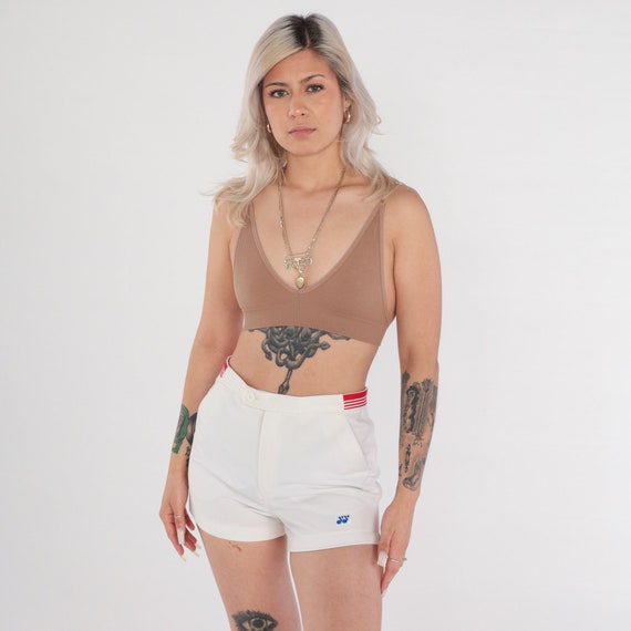 Vintage 80s Tennis Shorts White Shorts Retro Red Striped Shorts High Waisted Athletic Sports Shorts Preppy 1980s Yonex Small 32