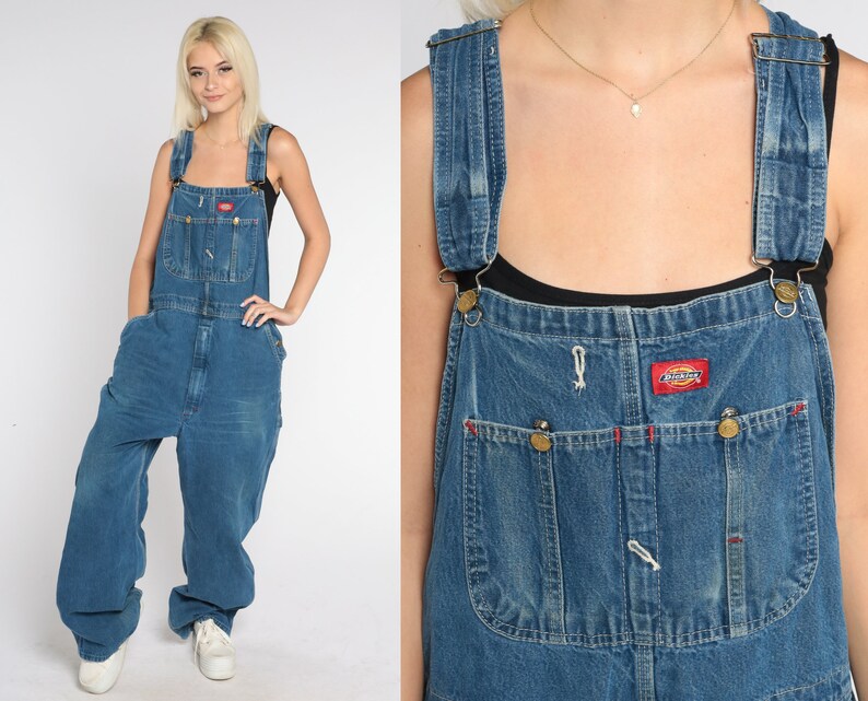 Dickies Overalls Y2k Blue Denim Bib Overall Pants Baggy Etsy