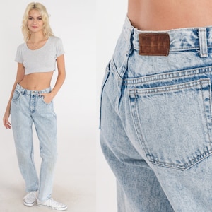 Acid Wash Jeans 80er 90er Calvin Klein Mom Jeans Denim High Waist Jeans 1980er Tapered Denim Hose Vintage Slim Leg Small