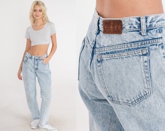 Jeans de lavagem ácida 80s 90s calvin klein mãe jeans jeans de cintura alta 1980s calças jeans cônicas vintage perna fina pequena